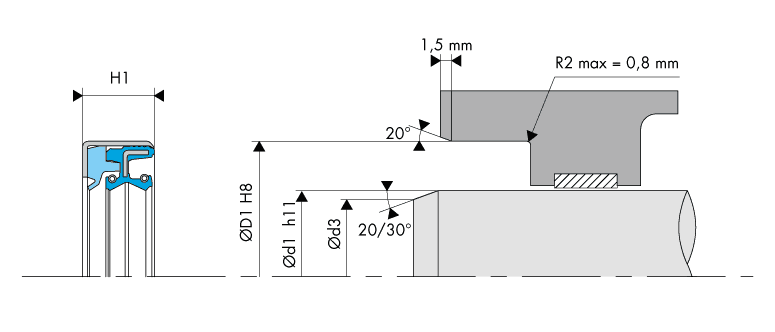 Logement Gorge Joint Combi - Housing Groove Combi Seal - COMB3