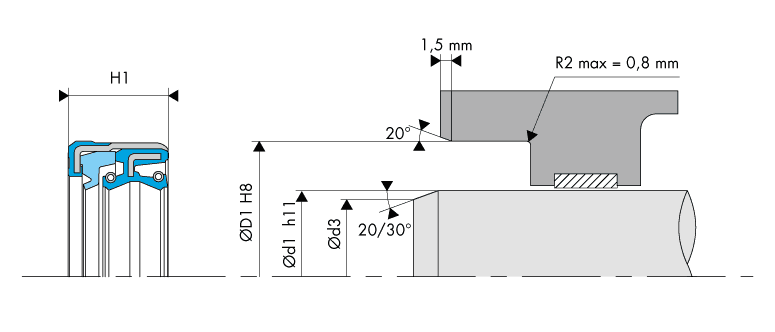 Logement Gorge Joint Combi - Housing Groove Combi Seal - COMB4