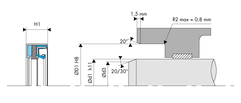 Logement Gorge Joint Combi - Housing Groove Combi Seal - COMB6