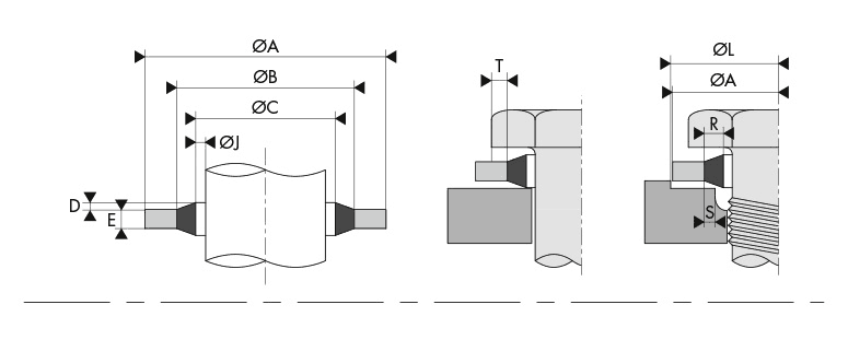 Logement Gorge Joint statique Bague BS - Housing Groove Static seal Bonded seal Usite ring - BECA 114