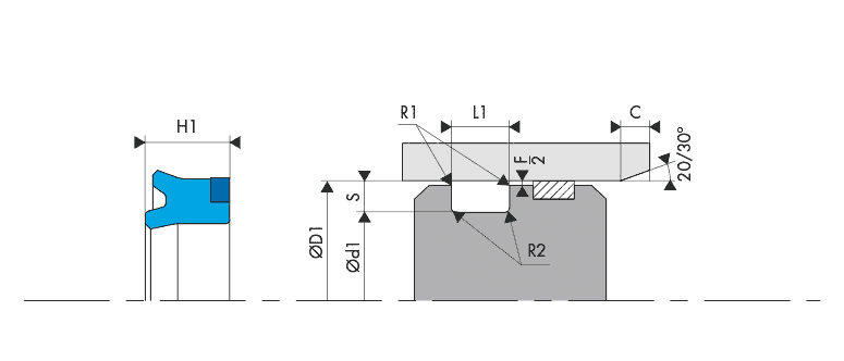 Logement Gorge Joint de piston - Housing Groove Gland Piston seal BECA 336/AE