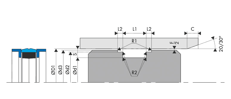 Logement Gorge Joint de piston - Housing Groove Gland Piston seal BECA 510