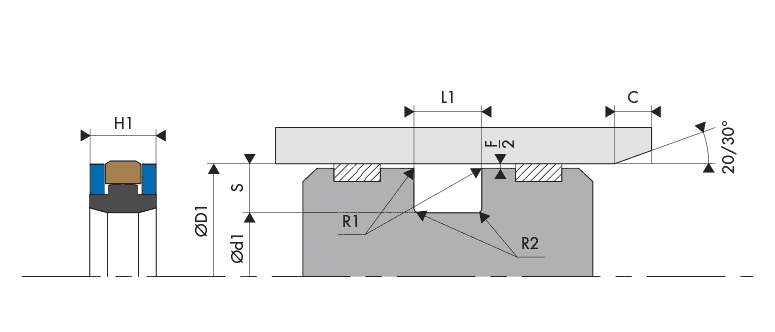 Logement Gorge Joint de piston - Housing Groove Gland Piston seal BECA 512