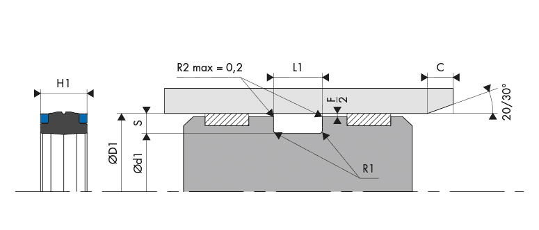 Logement Gorge Joint de piston - Housing Groove Gland Piston seal BECA 560