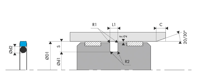 Logement Gorge Joint de piston pneumatique - Housing Groove Pneumatic Piston seal -  BECA 590