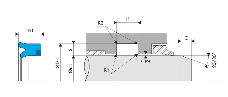 Logement Gorge Joint de tige - Housing Groove Gland Rod seal BECA 231/AE